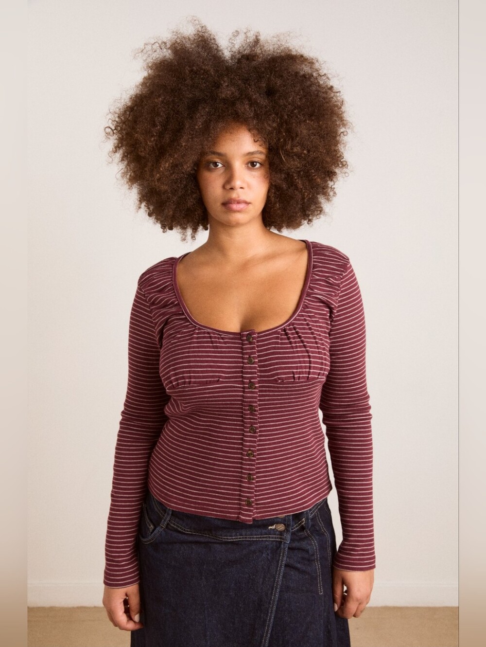 Damson Madder Darma Ls Top - Burg Stripe EU Size 20/ US Size 16 (Flaw)